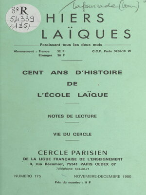 cover image of Cent ans d'histoire de l'École laïque